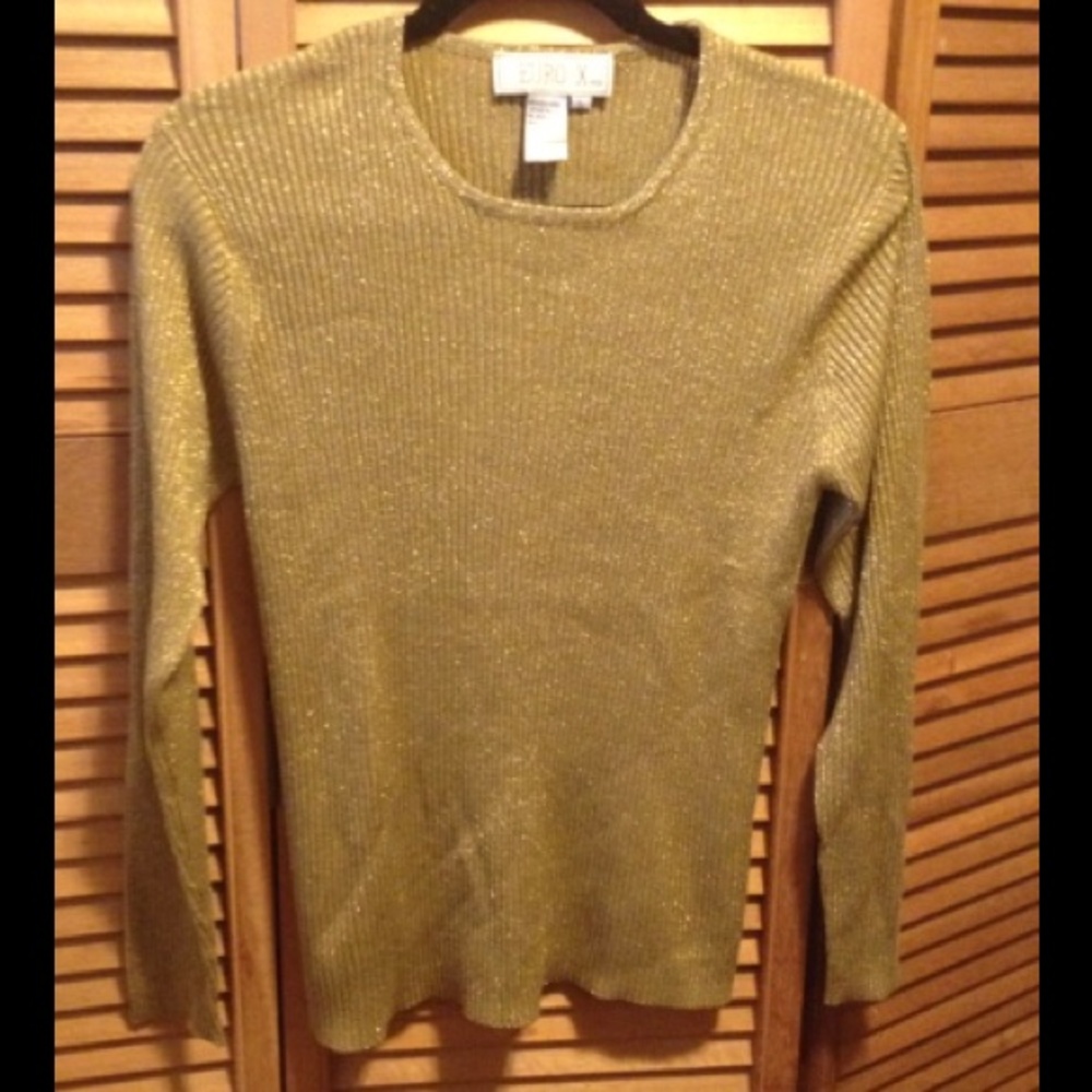 Euro-X Gold Metallic Stretchy Ribbed Top